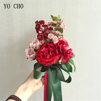 Йо ЧО винтажный красный пион свадебный цветок аксессуары для украшения дома подарок на день Святого Валентина свадебный букет шелковый цветок Невесты