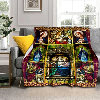 Одеяло Иисуса, Фланелевое одеяло Девы Марии, супер-пледы для дивана в спальню, подарок для дивана, Одеяло королевского размера, Мягкий флис