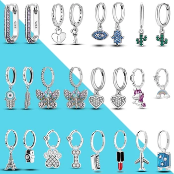 Оригинальный дизайн, женские серьги-кольца из серебра 925 пробы, U-образная форма, сверкающие фианиты, роскошные ювелирные изделия для девочек