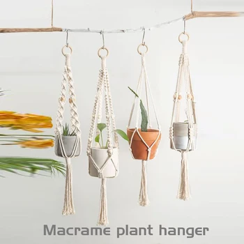 Подвесная корзина макраме настенные вешалки для кашпо воздушные растения украшение дома вешалки для растений ручной работы