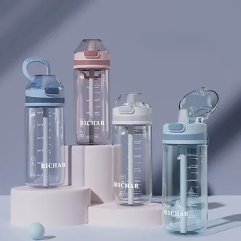 Портативный Пластиковый стакан для воды объемом 650 мл, Прозрачная Спортивная Соломенная бутылка для воды Со шкалой для питьевой посуды, инструменты для питья на открытом воздухе, в кемпинге