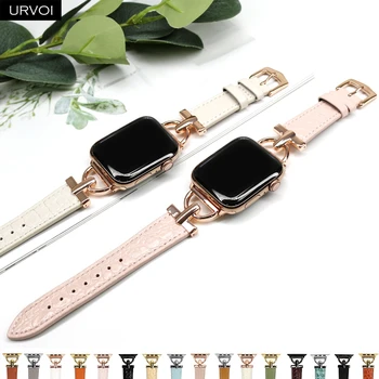 Ремешок URVOI для Apple Watch Ultra Series 8 7 6 SE54321 кожаный металлический ремешок для iWatch fashion D girl браслет с пряжкой на запястье