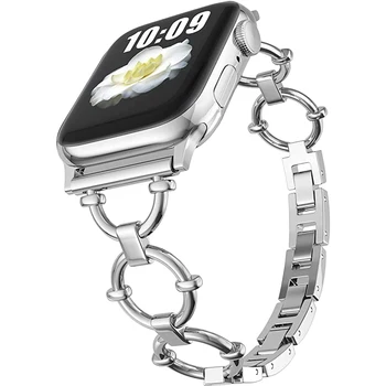 Ремешок из Нержавеющей Стали Для Apple Watch Band 8 7 45 мм 41 мм Женский Браслет iWatch Ultra 49 мм 6 5 44 мм 40 мм 42 38 мм Аксессуары