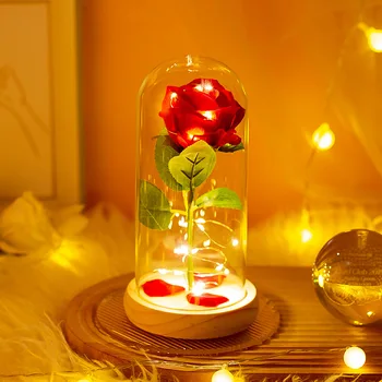 Свадебная светодиодная роза Enchanted Galaxy, Вечный цветок с подсветкой В Dome, Красавица и Чудовище, Роза Для рождественского подарка на День Святого Валентина