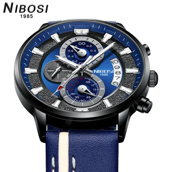 Часы NIBOSI Relogio Masculino, мужские кварцевые наручные часы, лучший люксовый бренд, кожаные часы, мужская мода, повседневные наручные часы